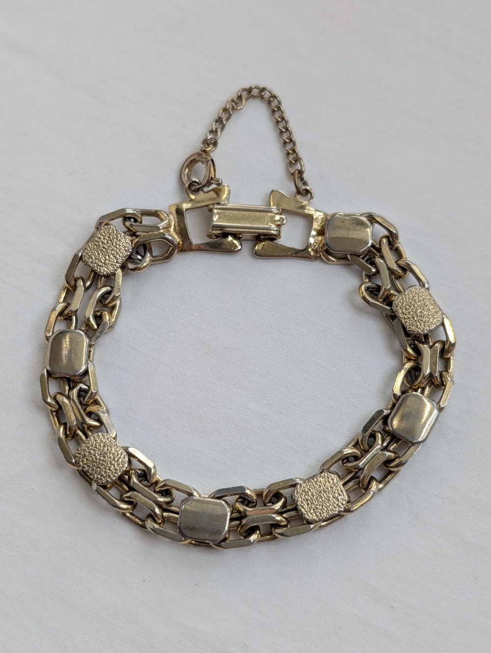 Vintage Gold Chain Bracelet - Double Link - Estate Jewelry